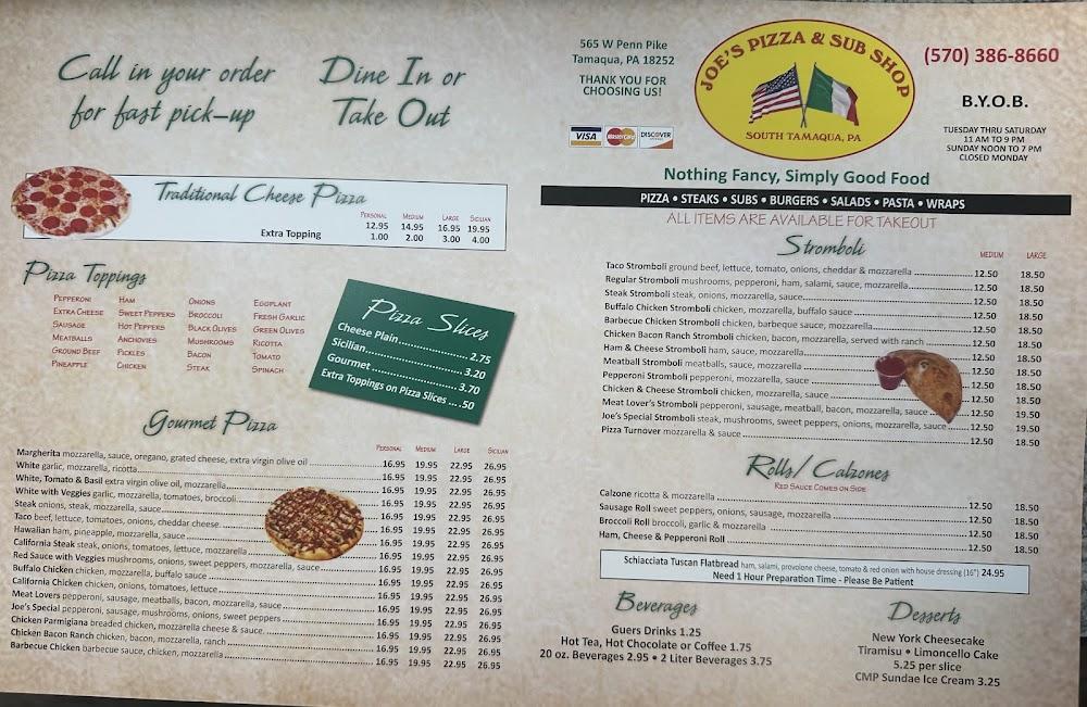 Joes Pizza & Sub Shop Menu image 2